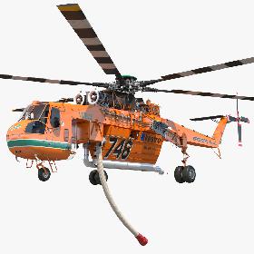 3D Sikorsky S-64 Skycrane Firefighting Helicopter Rigged